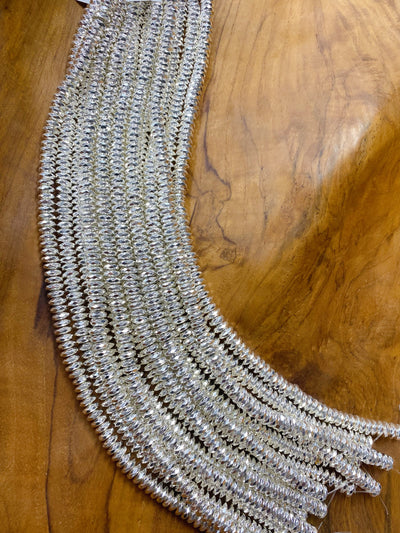 High Quality Natural Light Silver color Hematite Beads, Rondelle Faceted Beads, 3x10mm Light Silver Beads, 15inch FULL strand