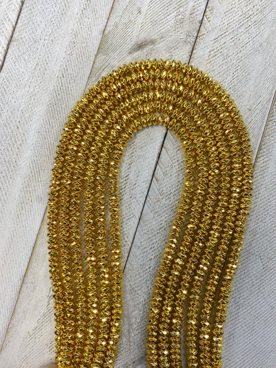 High Quality Natural Light Gold color Hematite Beads, Rondelle Faceted Beads, 3x6mm Light Gold Beads, 15inch FULL strand