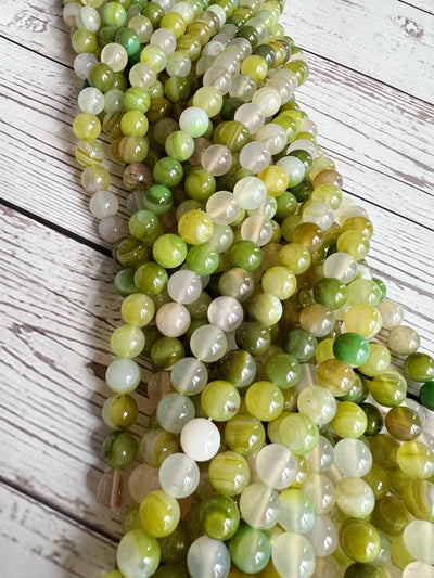 10mm Smooth Natural Agate - Green